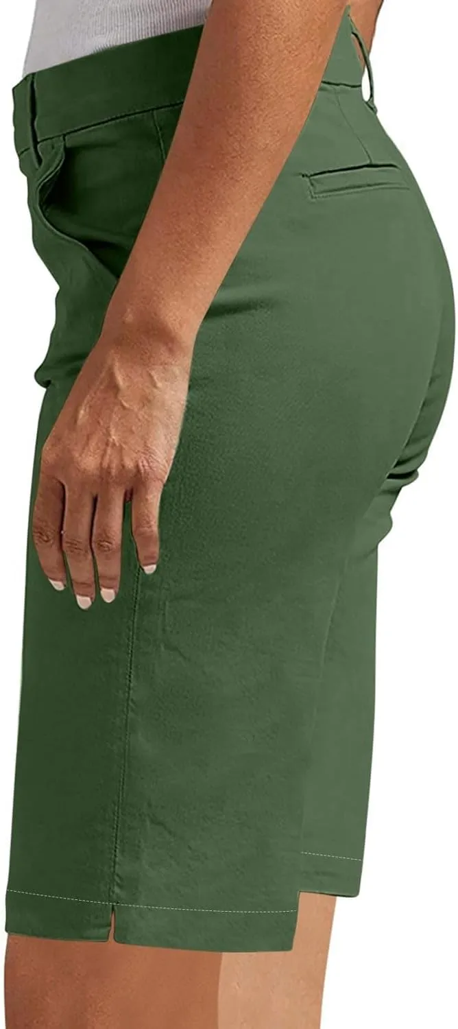 Chino Shorts for Women Dressy Casual 2025 Summer High Waisted Bermuda Shorts Straight Leg Hiking Vacation Outfits