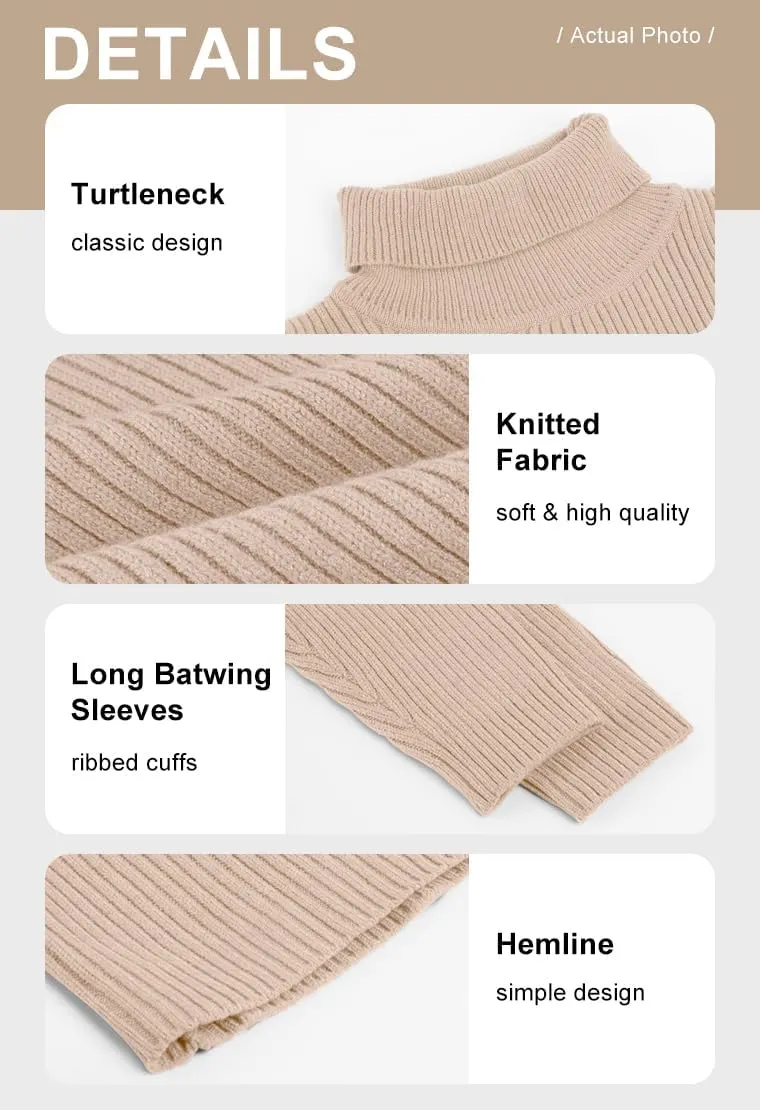 chouyatou Women's Chunky 2 Piece Outfits Turtleneck Knit Sweater and Maxi Bodycon Skirt Sets