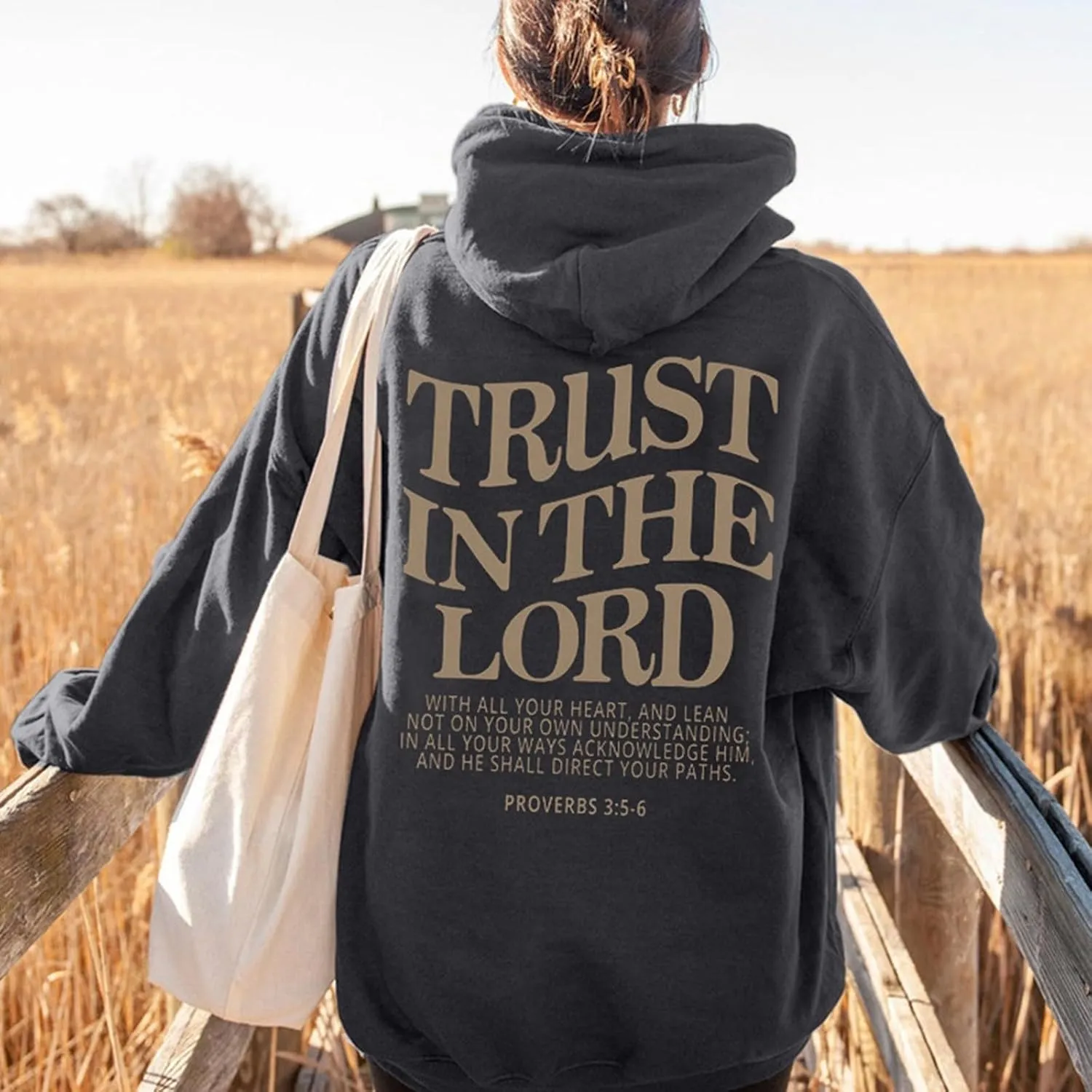Christian Sweatshirts For Women Trust In The Lord Jesus Hoodies Faith Bible Verse Long Sleeve Oversized Hoodies