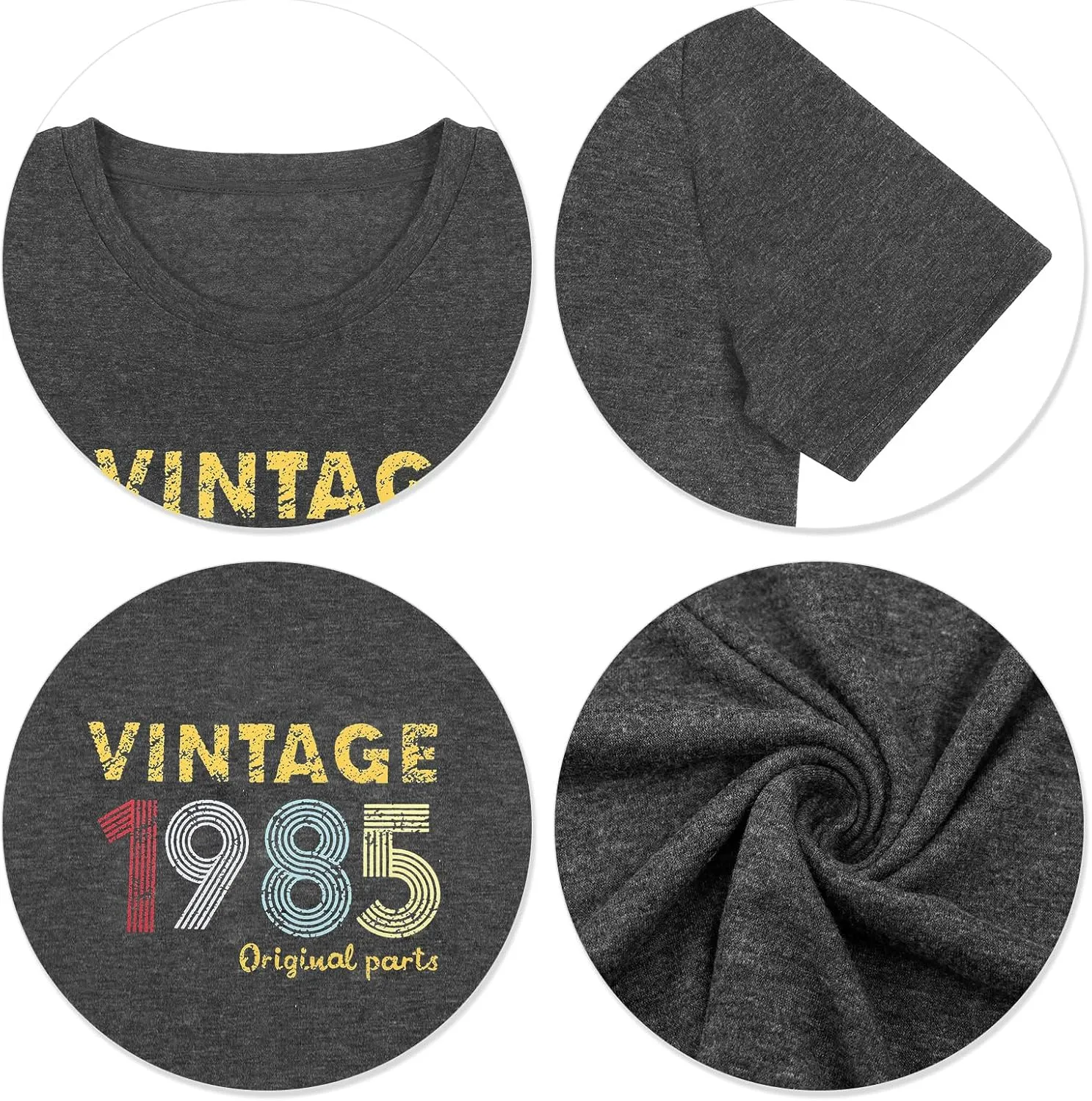 Chulianyouhuo 40th Birthday Gift Women Vintage 1985 T Shirt Letter Print Birthday Party Tops Casual Short Sleeve Tees