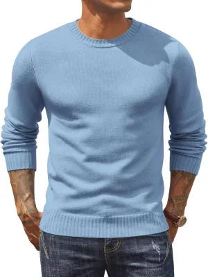 COOFANDY Mens Knit Dress Sweater Crewneck Long Sleeves Slim Fit Sweaters Business Casual Ribbing Pullover Tops