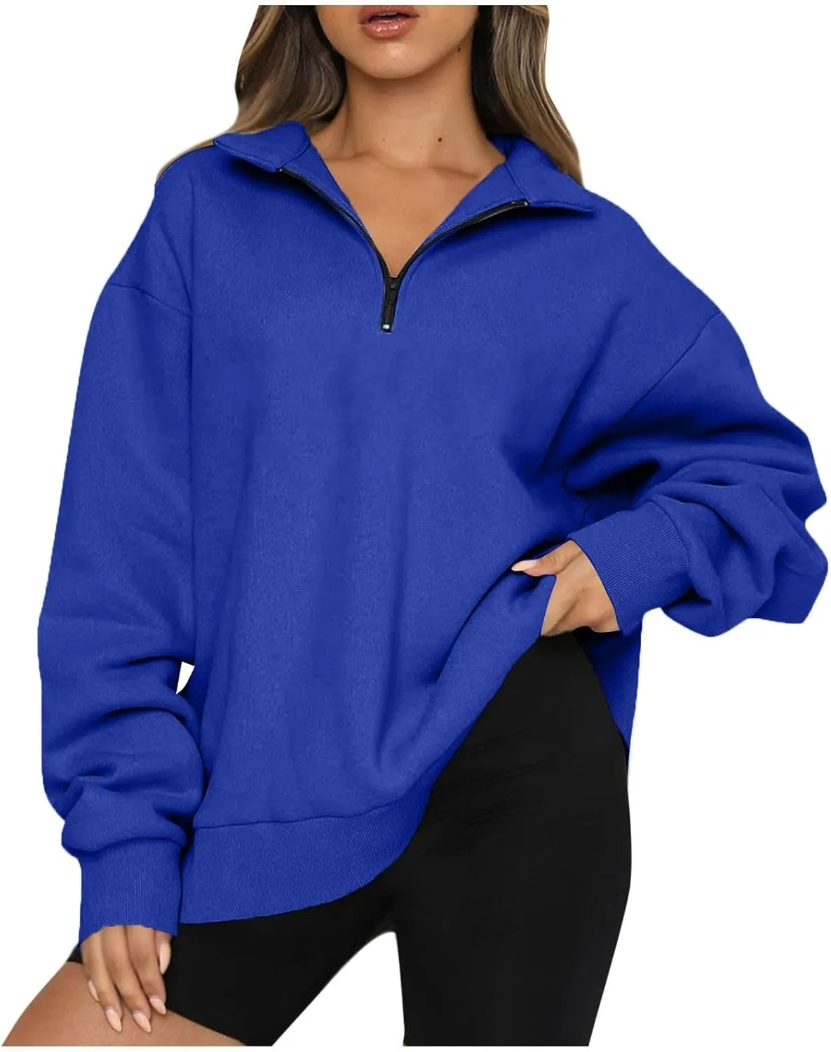 COTECRAM Women Oversized Sweatshirts Hoodies Half Quarter Zip Pullover Long Sleeve Sweaters Teen Girls Fall Y2k Clothes