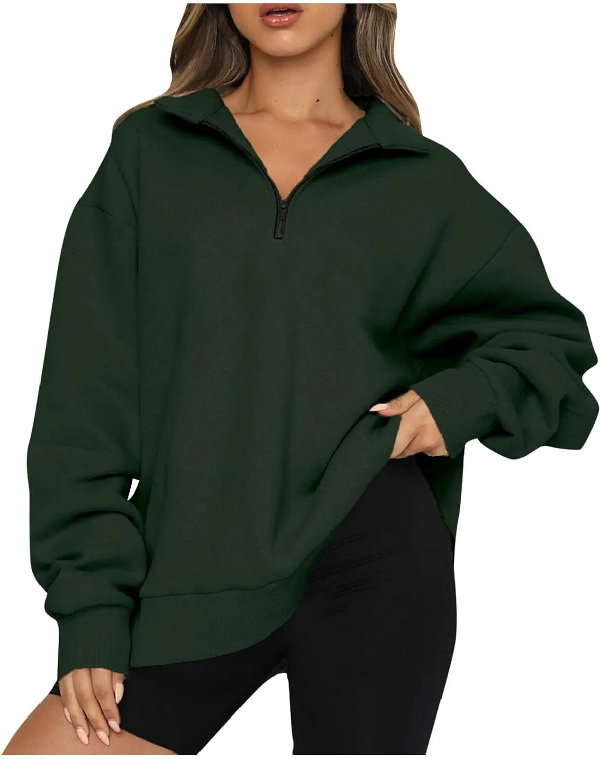COTECRAM Women Oversized Sweatshirts Hoodies Half Quarter Zip Pullover Long Sleeve Sweaters Teen Girls Fall Y2k Clothes