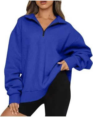 COTECRAM Women Oversized Sweatshirts Hoodies Half Quarter Zip Pullover Long Sleeve Sweaters Teen Girls Fall Y2k Clothes