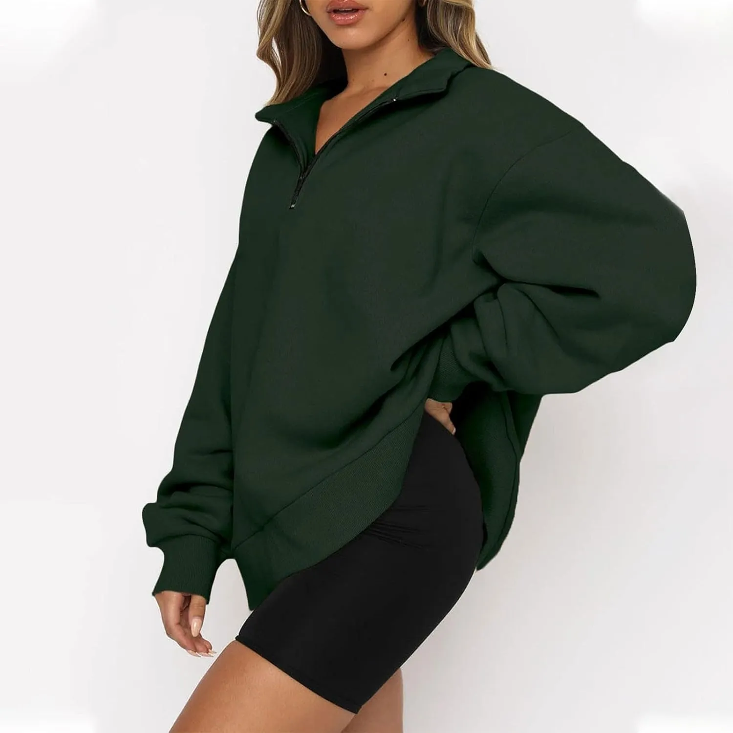 COTECRAM Women Oversized Sweatshirts Hoodies Half Quarter Zip Pullover Long Sleeve Sweaters Teen Girls Fall Y2k Clothes