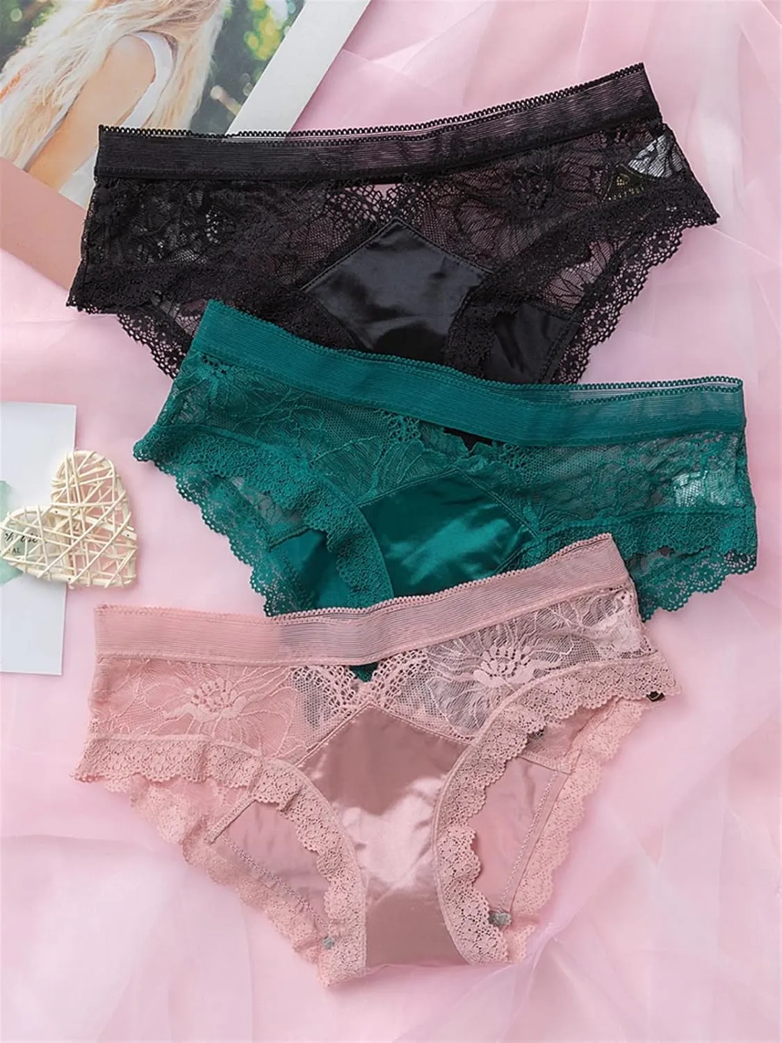 Couple Panties Double Set Sexy lace hot Temptation Low Waist Panties Women's Triangle Pants Breathable Men (Color : Black, Size : Mens XXL Womens M)