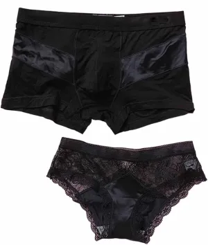 Couple Panties Double Set Sexy lace hot Temptation Low Waist Panties Women's Triangle Pants Breathable Men (Color : Black, Size : Mens XXL Womens M)