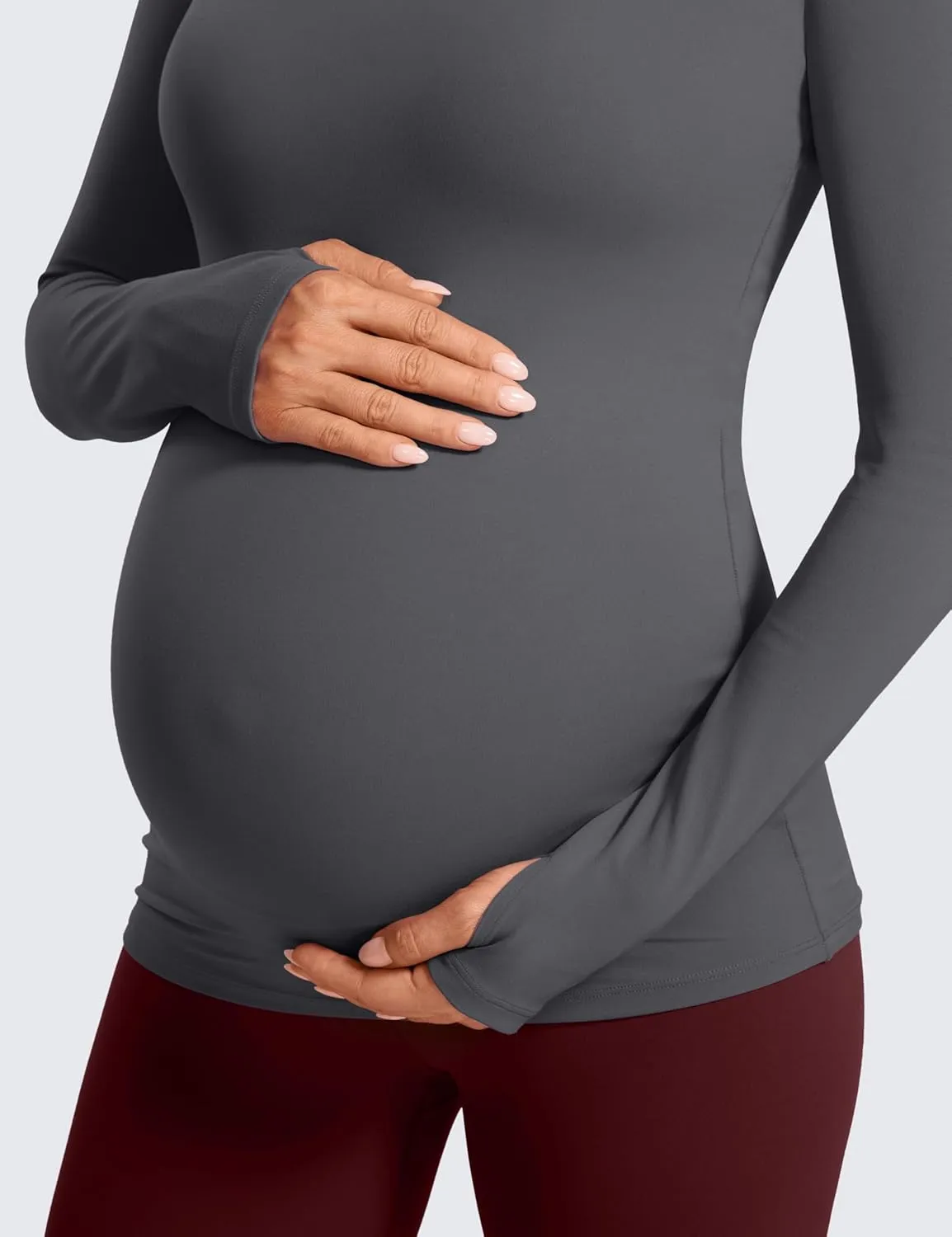 CRZ YOGA Womens Butterluxe Long Sleeve Maternity Tops Crewneck Pregnancy Basic Shirts Soft Athletic Yoga Casual Tee Blouses