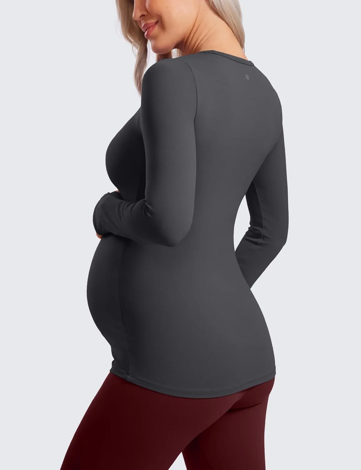 CRZ YOGA Womens Butterluxe Long Sleeve Maternity Tops Crewneck Pregnancy Basic Shirts Soft Athletic Yoga Casual Tee Blouses