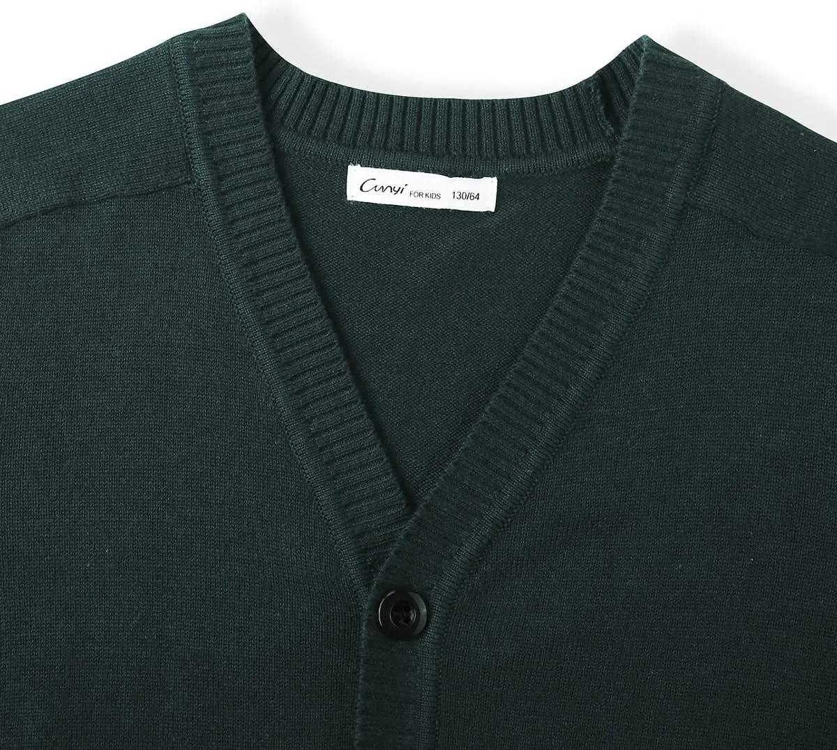 CUNYI Boys' Button-up Cardigan with Elbow Patches V-Neck Cotton Knit Sweater Casual Outerwear