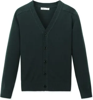 CUNYI Boys' Button-up Cardigan with Elbow Patches V-Neck Cotton Knit Sweater Casual Outerwear