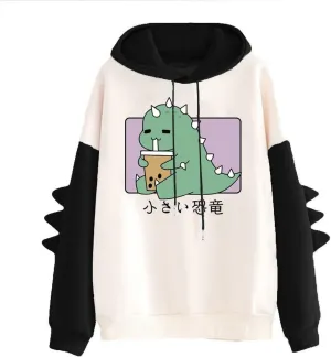 Cute Dinosaur Hoodie Kawaii Hoodie Oversized Pullover for Teens Girls Long Sleeve Y2k Sweatshirt Women