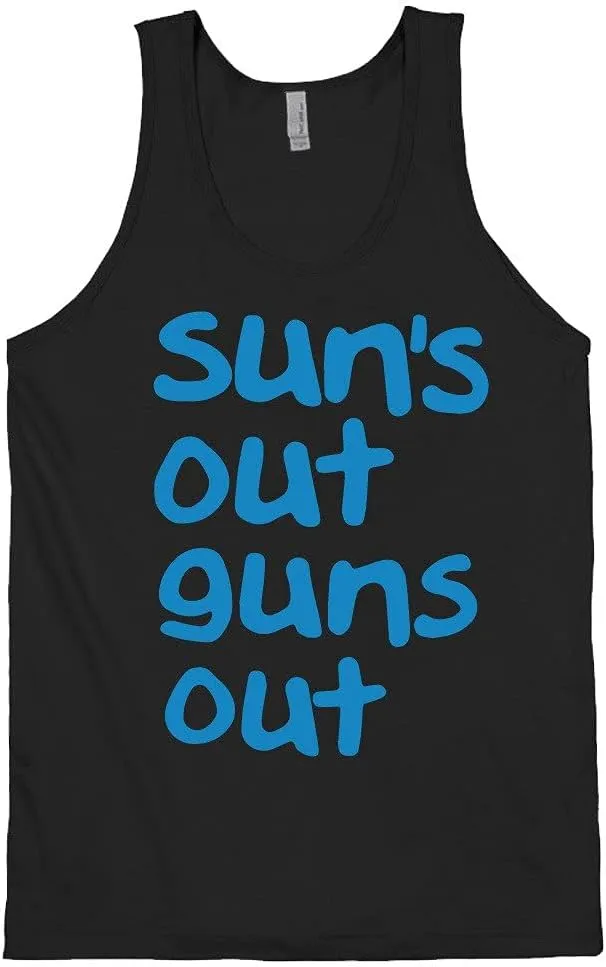 DIRTYRAGZ Sun's Out Guns Out Tank - Mens Tank Top Beach Gifts for Guys Birthday, Funny Suns Workout T Shirt Graphic Tee