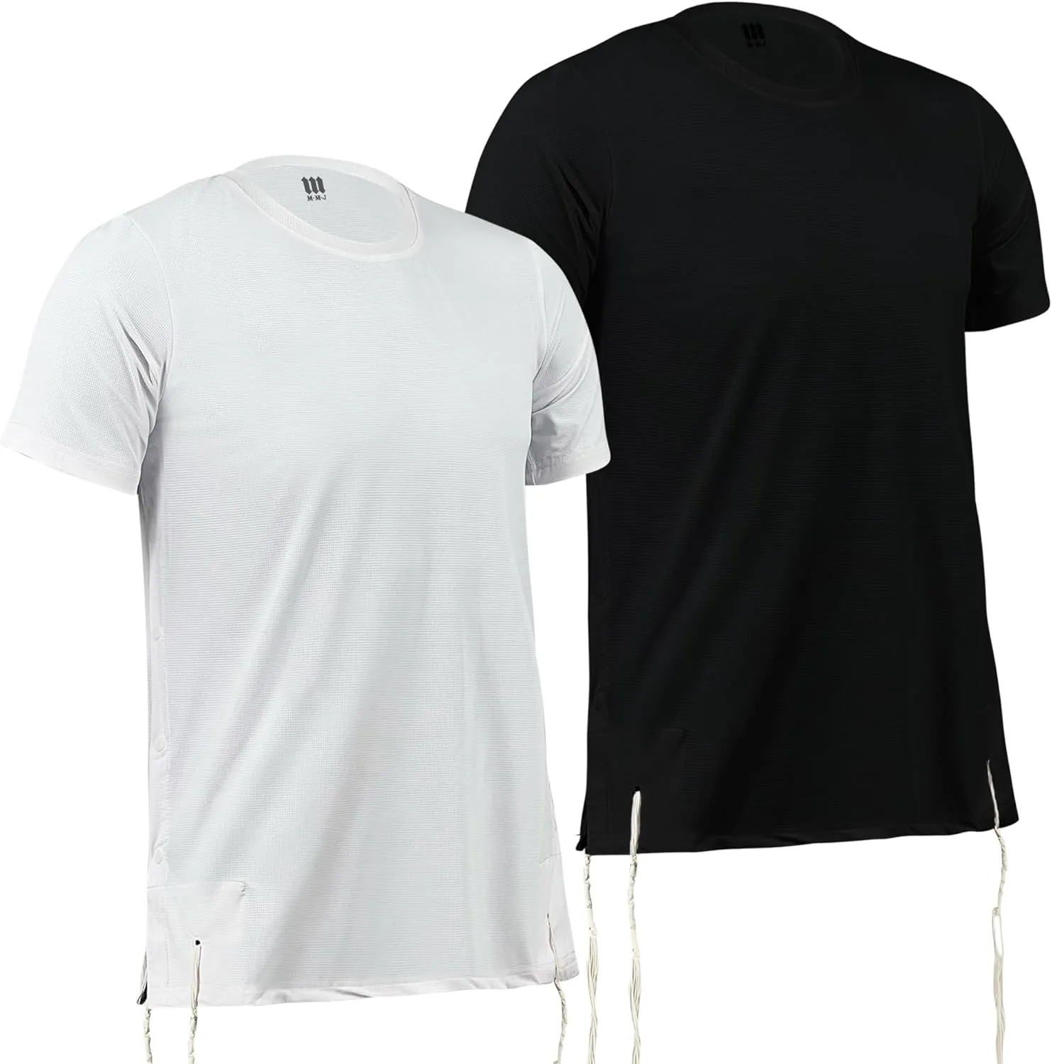Dry Fit Kosher Tzitzit T-Shirt Round Neck by Melechet Machshevet JudaicaBreathable Moisture Wicking Athletic Tee Mesh Fabric