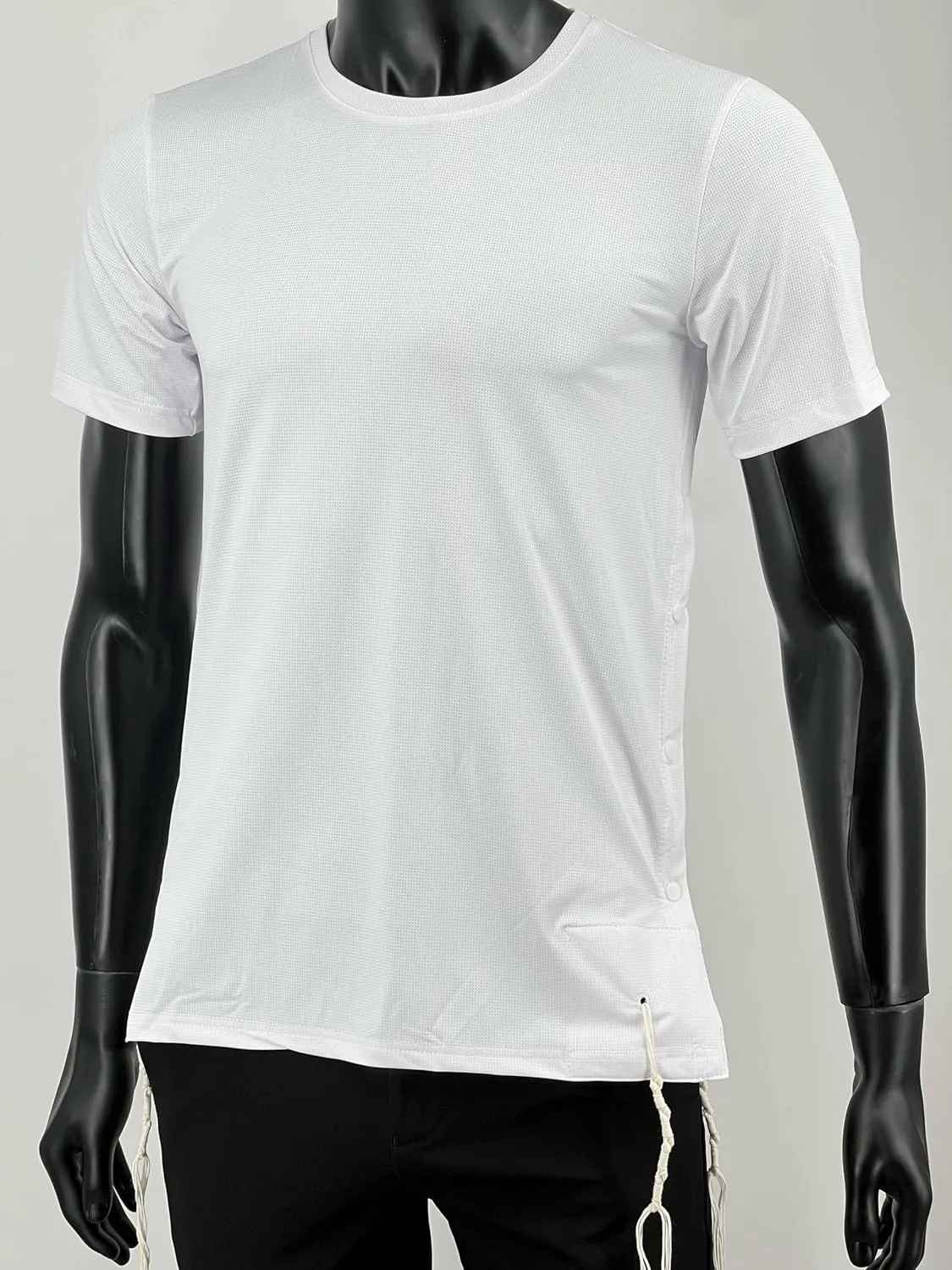Dry Fit Kosher Tzitzit T-Shirt Round Neck by Melechet Machshevet JudaicaBreathable Moisture Wicking Athletic Tee Mesh Fabric