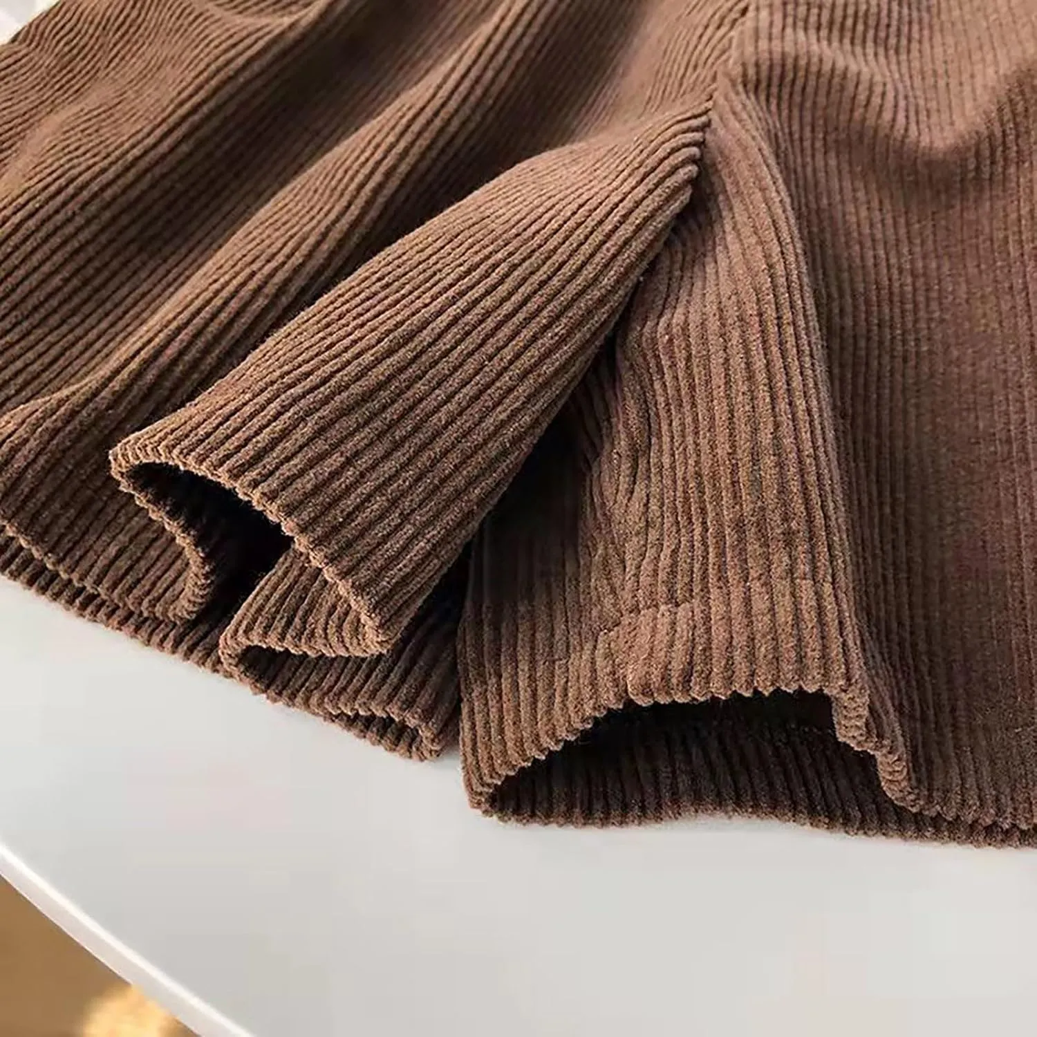 ECKHARDT Shorts for Women Knee Length Corduroy Straight Leg Shorts Ladies Casual High Waist All Corduroy