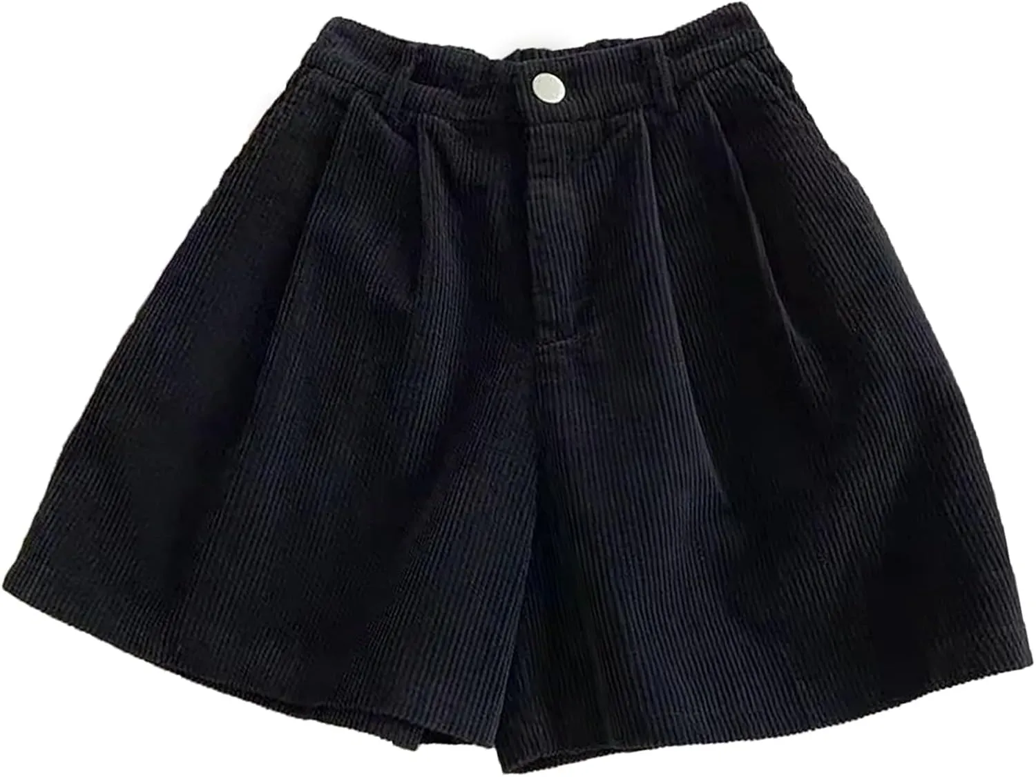 ECKHARDT Shorts for Women Knee Length Corduroy Straight Leg Shorts Ladies Casual High Waist All Corduroy