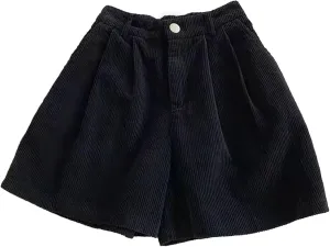 ECKHARDT Shorts for Women Knee Length Corduroy Straight Leg Shorts Ladies Casual High Waist All Corduroy