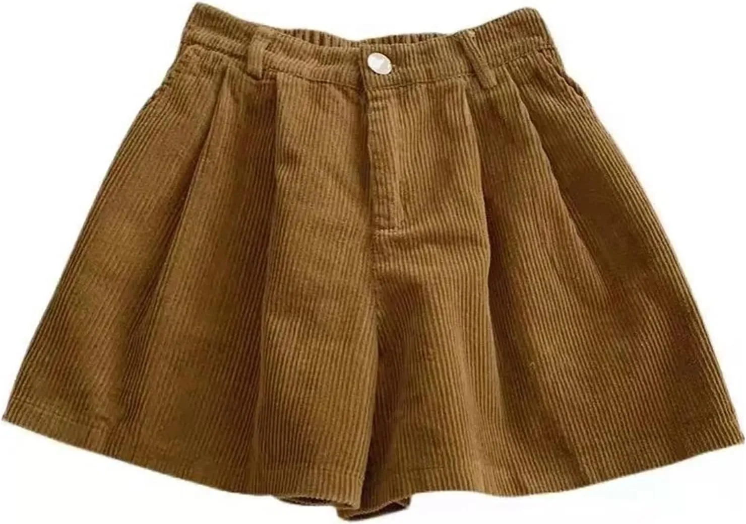 ECKHARDT Shorts for Women Knee Length Corduroy Straight Leg Shorts Ladies Casual High Waist All Corduroy