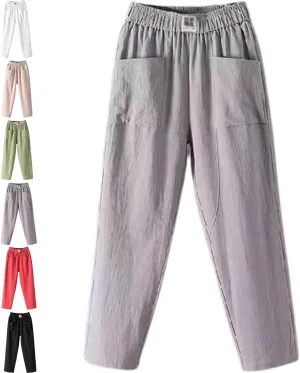 Endurance Loose Pants Women, Summer Cotton Linen Women's loosely Pants, Linen Trousers Casual High Waist Joggers