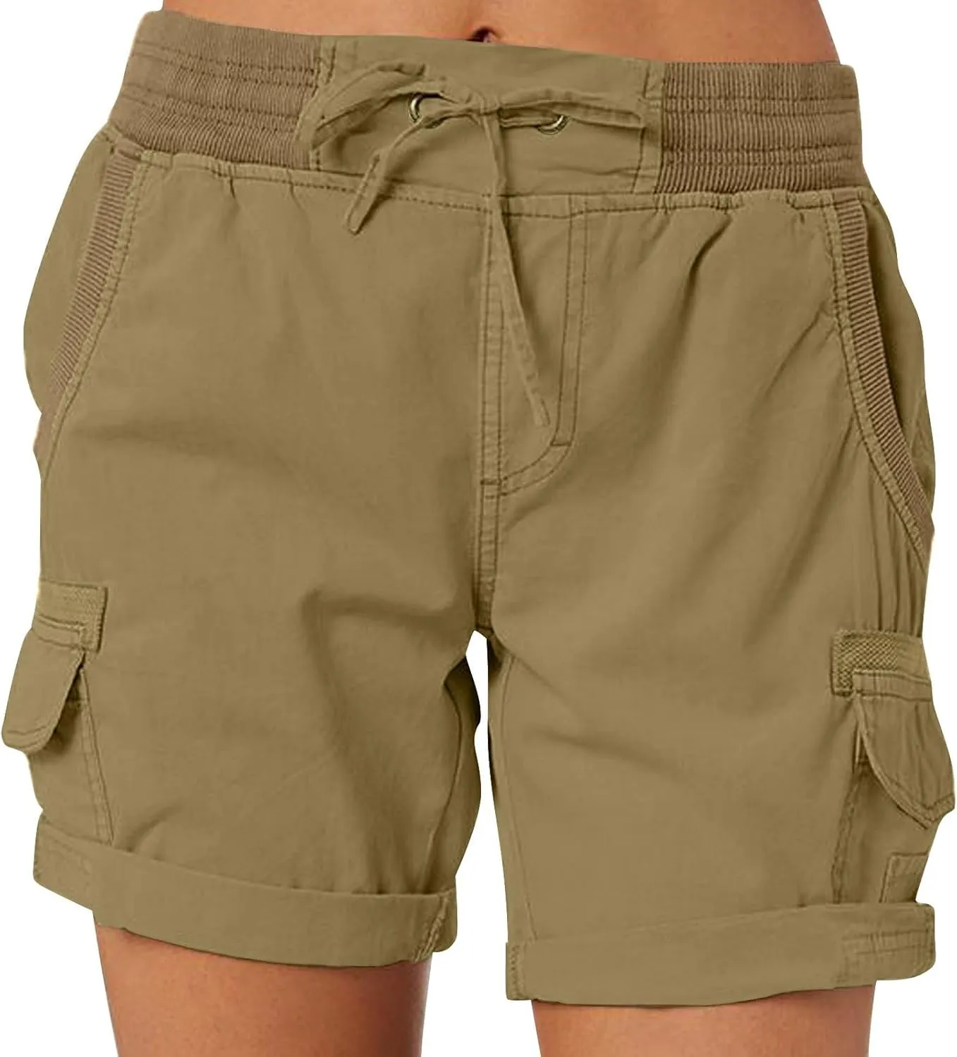 eoeioa Cargo Shorts Women Dressy High Waisted Drawstring Bermuda Shorts Summer Outdoor Relaxed Fit Hiking Shorts with Pockets