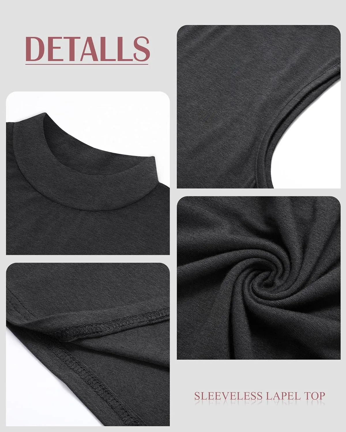 Ficerd 3 Pack Womens Sleeveless Tank Tops, Mock Neck Cotton Summer Shirts Slim Fit Stretch Tops Basic Lightweight Knit Tee