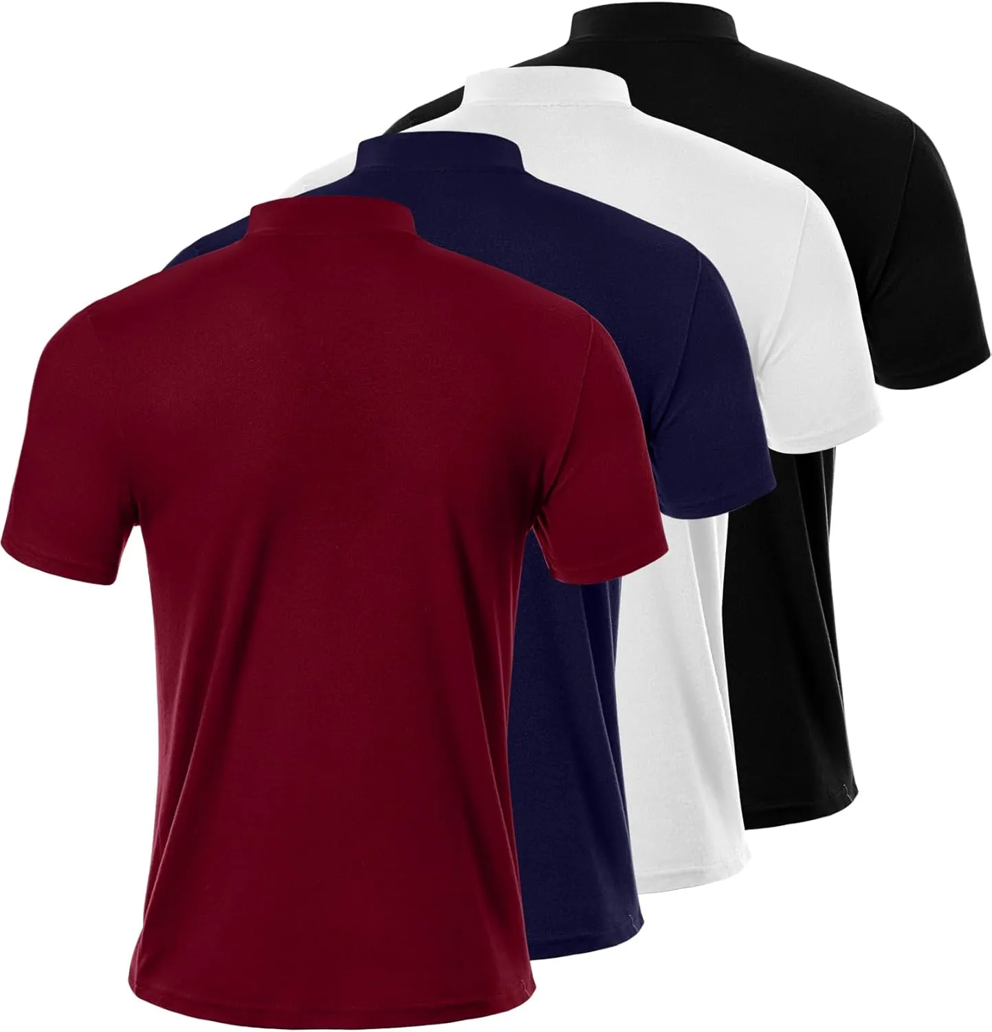 Ficerd 4 Pack Men's Mock Neck T Shirts, Short Sleeve Mock Turtleneck Undershirt Pullover Basic Causal Solid Tee Tops for Men