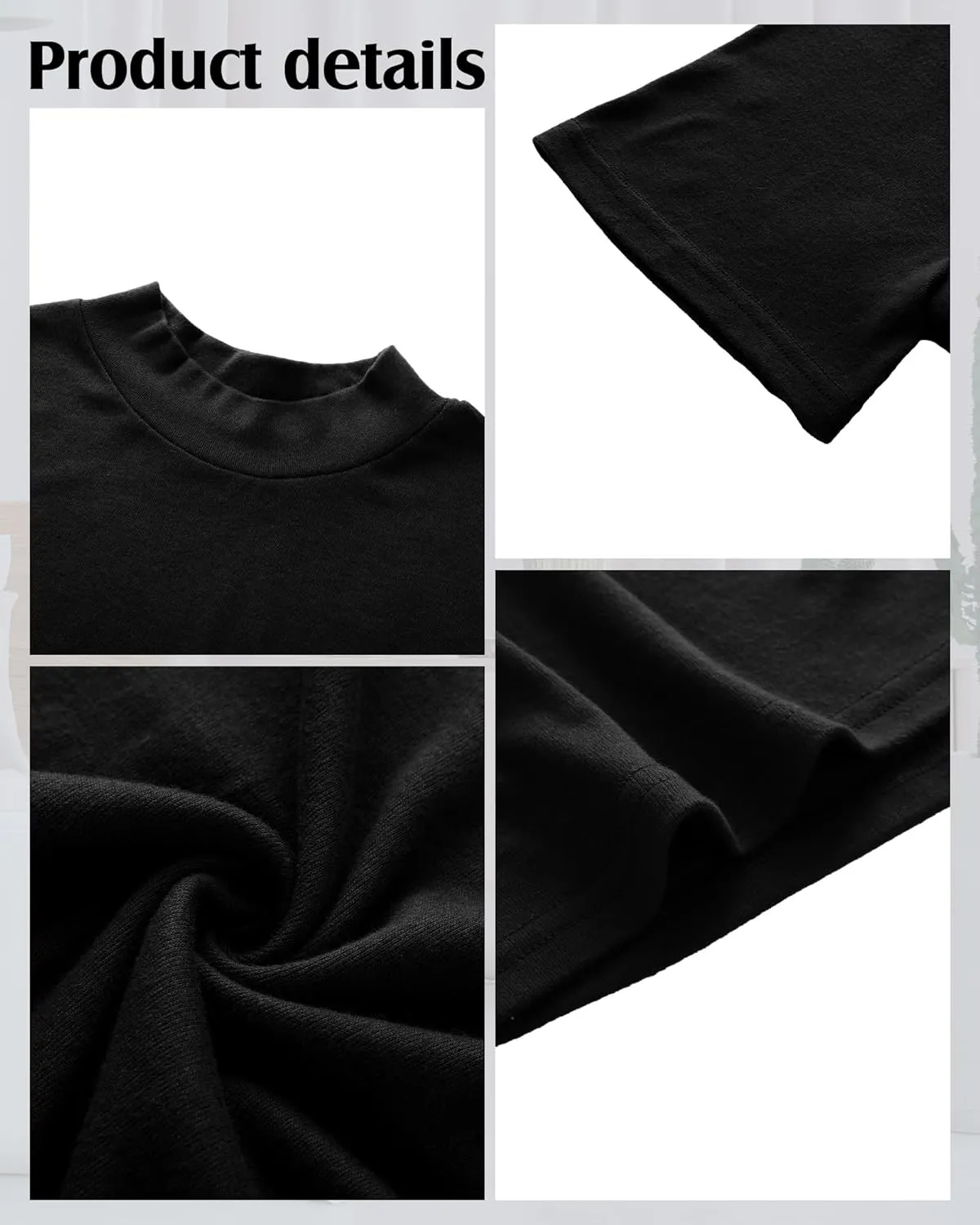 Ficerd 4 Pack Men's Mock Neck T Shirts, Short Sleeve Mock Turtleneck Undershirt Pullover Basic Causal Solid Tee Tops for Men