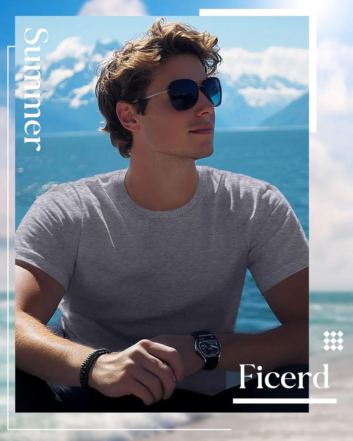 Ficerd 6 Pack Men's Big and Tall Shirts Short Sleeve Cotton Tee Summer Crew Neck Oversize Top Loose Fit Shirt Multipack