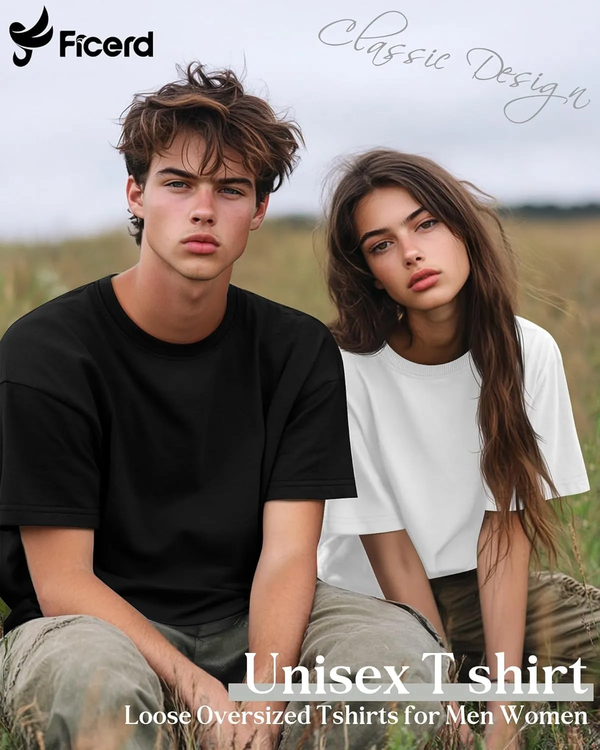 Ficerd 6 Pack Men's Big and Tall Shirts Short Sleeve Cotton Tee Summer Crew Neck Oversize Top Loose Fit Shirt Multipack