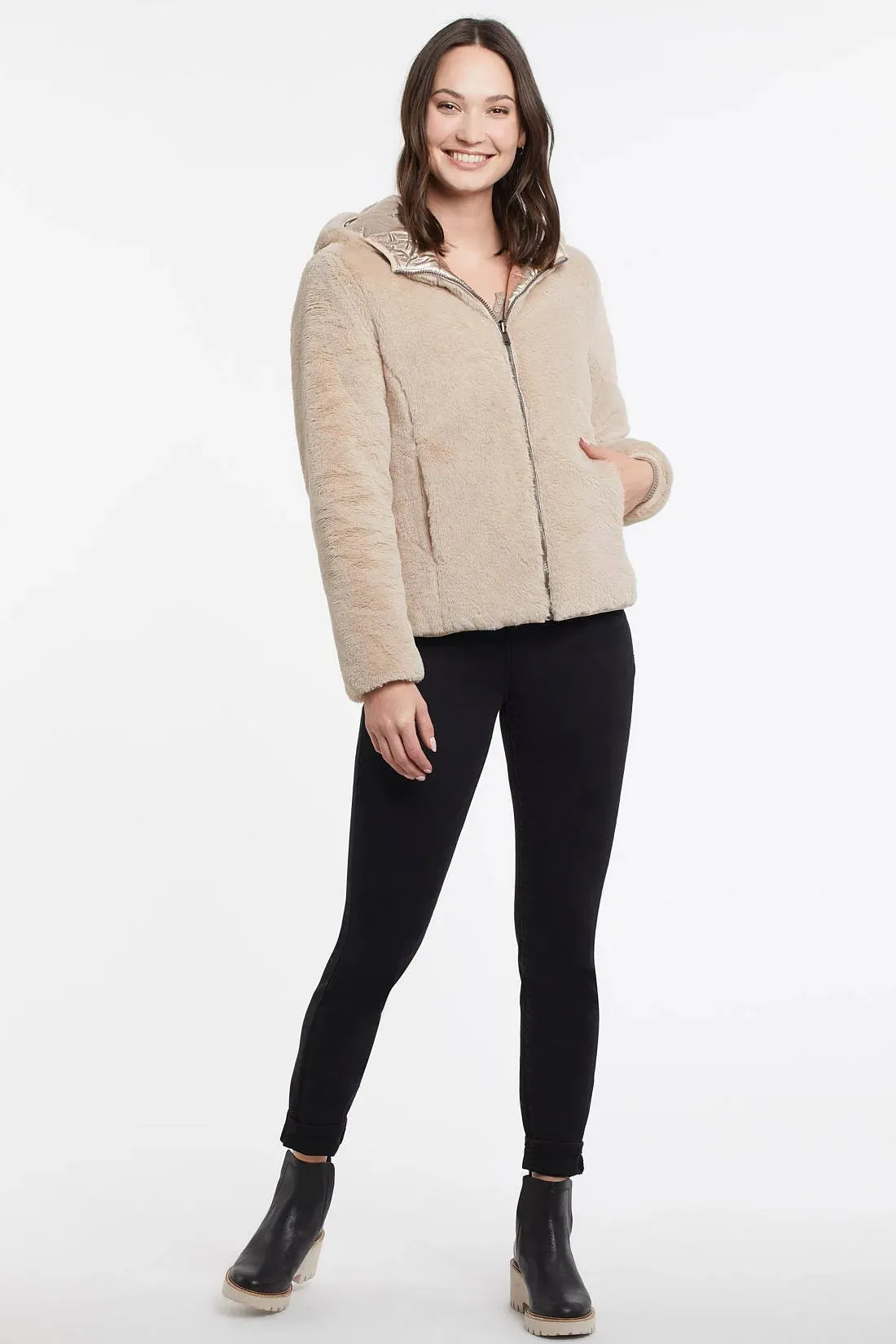 FINAL SALE RILEY REVERSIBLE METALLIC CHAMPAGNE PUFFER COAT - TRIBAL 1129O-3646
