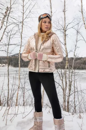 FINAL SALE RILEY REVERSIBLE METALLIC CHAMPAGNE PUFFER COAT - TRIBAL 1129O-3646