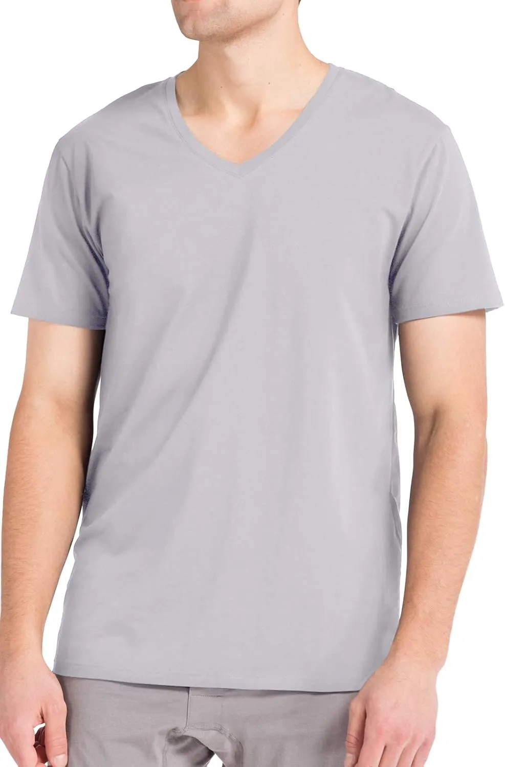 Fishers Finery Men's Classic V-Neck Comfort Soft Keep Tucked Undershirt - Breathable Cotton Modal Blend T-Shirt