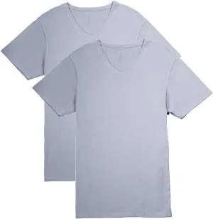 Fishers Finery Men's Classic V-Neck Comfort Soft Keep Tucked Undershirt - Breathable Cotton Modal Blend T-Shirt