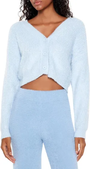 Forever 21 Women's Fuzzy Knit Cardigan Sweater