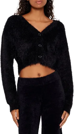 Forever 21 Women's Fuzzy Knit Cardigan Sweater
