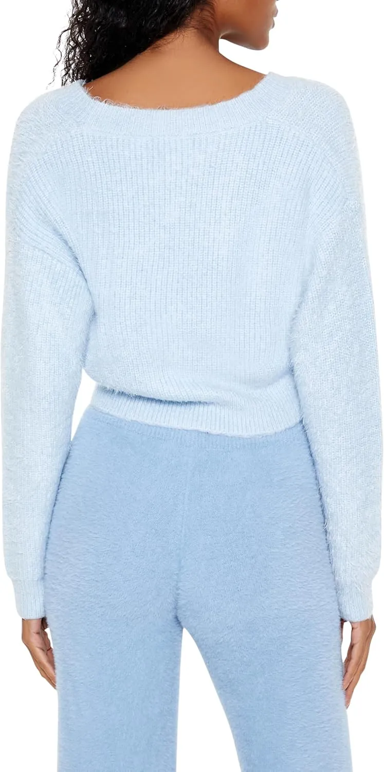 Forever 21 Women's Fuzzy Knit Cardigan Sweater