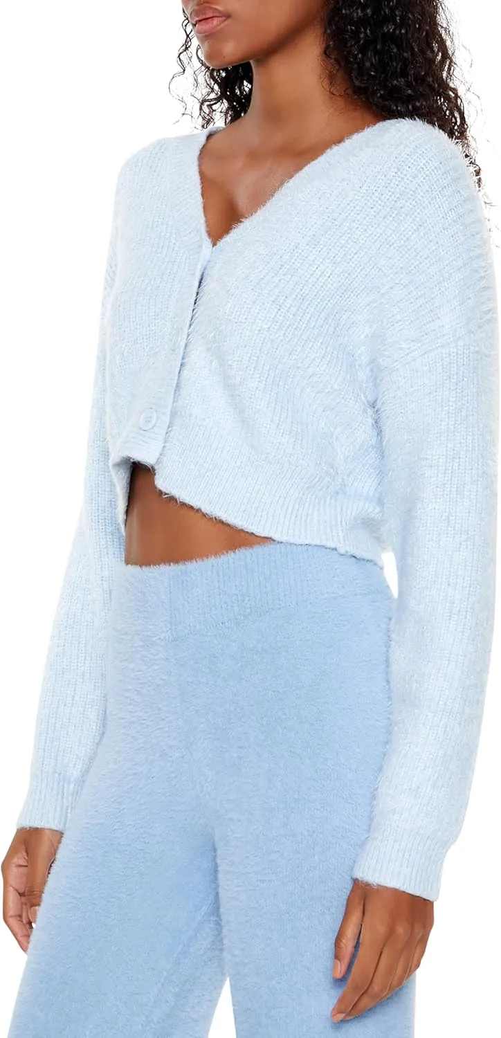 Forever 21 Women's Fuzzy Knit Cardigan Sweater