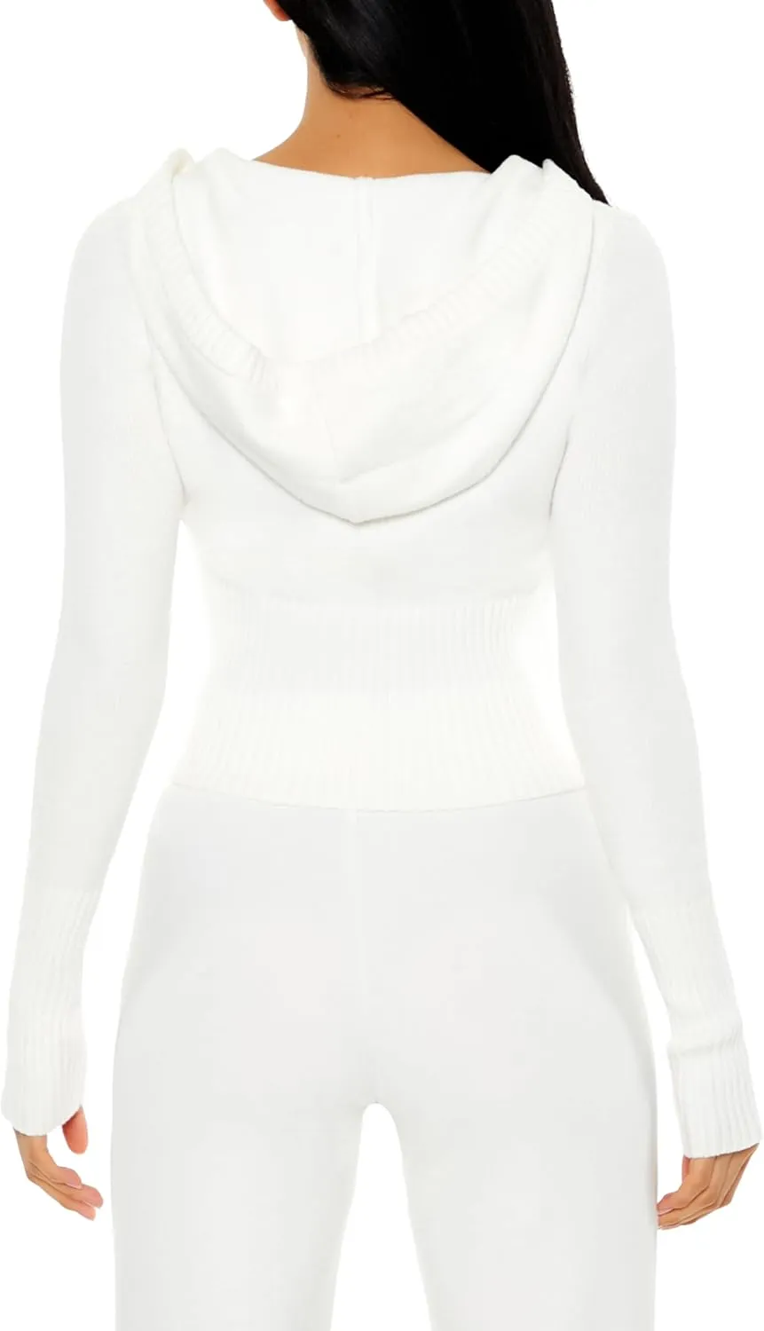 Forever 21 Women's Hooded Cropped Zip-up Sweater