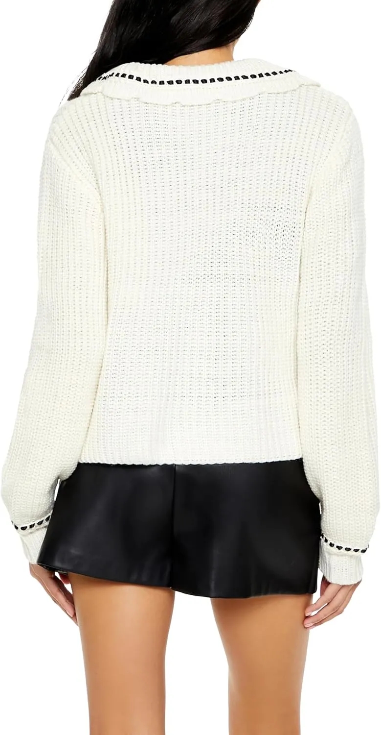 Forever 21 Women's Stitched-Trim Cardigan Sweater