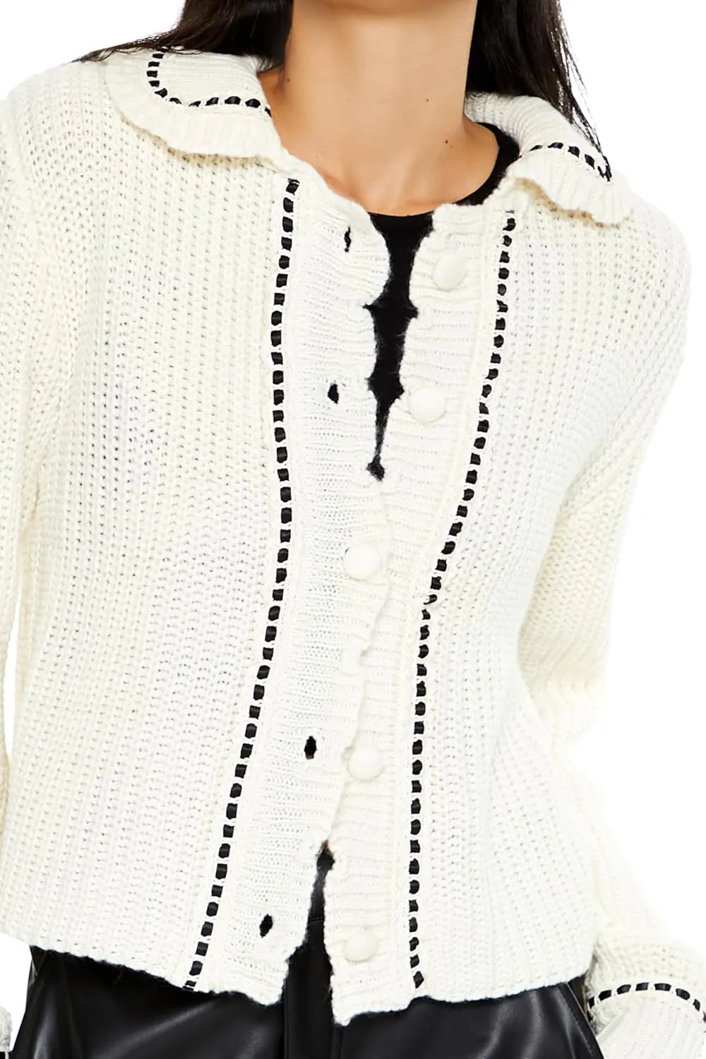 Forever 21 Women's Stitched-Trim Cardigan Sweater