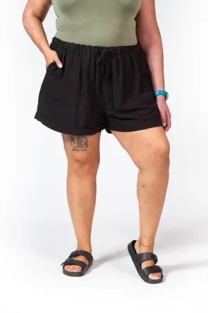 Fun in the Sun Casual Linen Shorts in Black