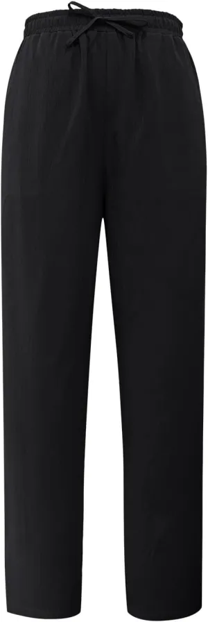 FZVYD Linen Pants for Women 2025 Summer High Waist Elastic Straight Leg Lounge Pant Casual Loose Lightweight Beach Trousers