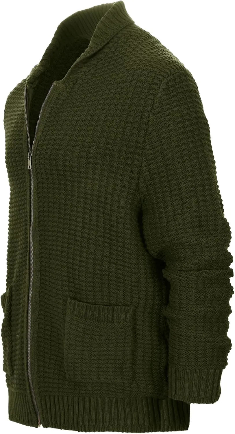 Gioberti Mens 100% Cotton Milano Knit Full-Zip Sweater
