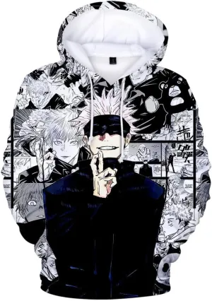 Gojo Satoru Hoodie Costume Cosplay Sweatshirt Sweater Hooded Pullover