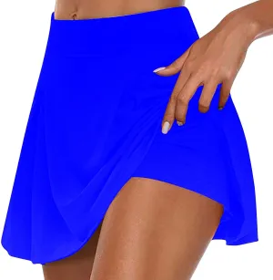 HGps8w Tennis Skirt for Women with Built-in Shorts Stretchy High Waisted Flowy Athletic Golf Skorts Skirts for Running Casual