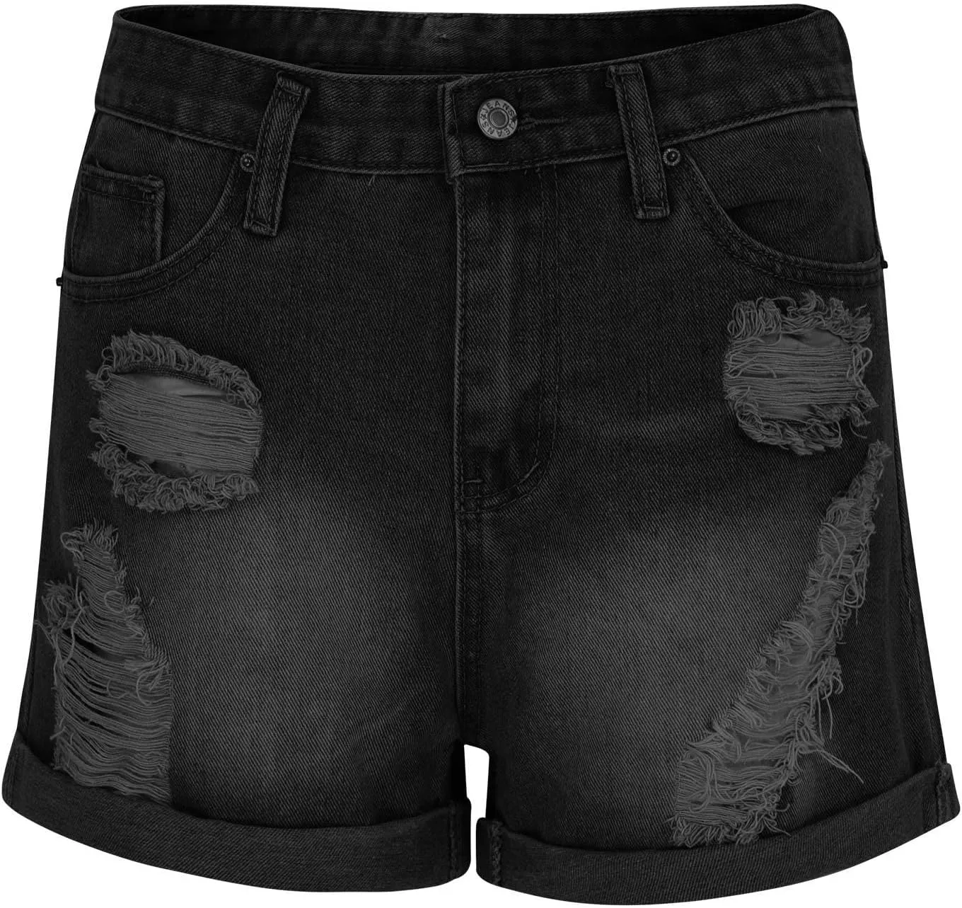High Waisted Stretchy Buttoned Women Denim Shorts Ripped Denim Shorts Skinny Destroyed Jeans with Pockets