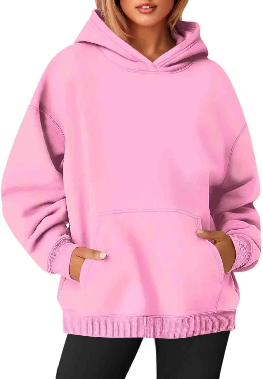 Hoodies For Women, Long Sleeve Oversized Fall Fashion Pullover Tops Casual Holiday Plain Sweatshirts With Pockets