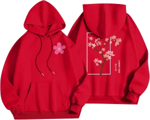 Hoodies for Women Plus Size Casual Long Sleeve Sweatshirts Drawstring Tops Loose Print Pullovers with Pocket
