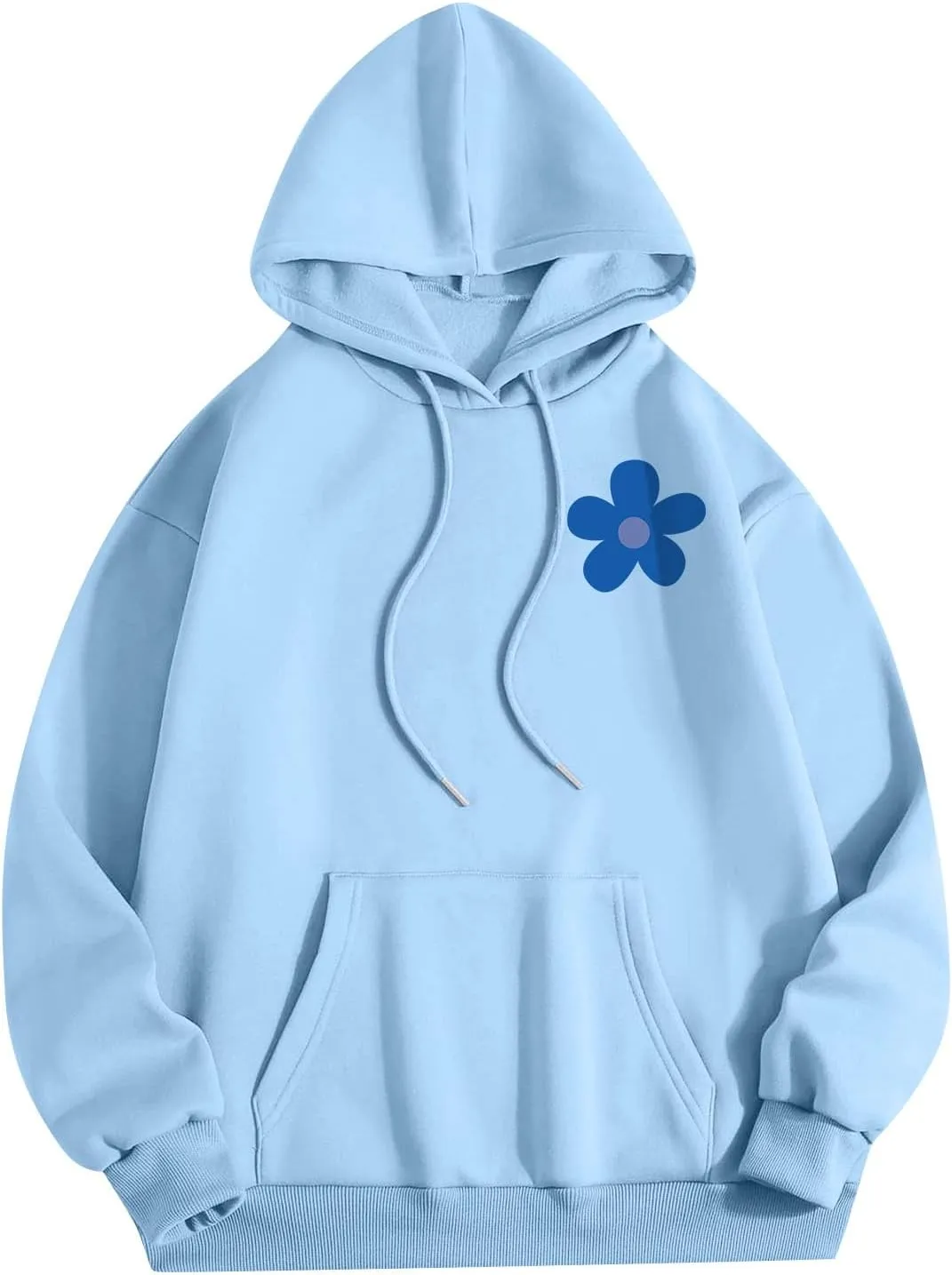 Hoodies for Women Plus Size Cute Long Sleeve Pullovers Drawstring Tops Loose Print Sweatshirts with Pocket